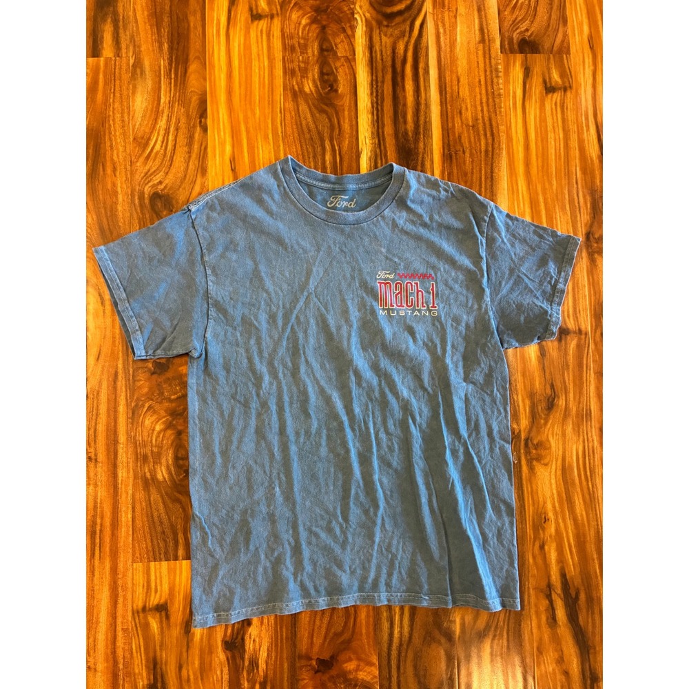 Ford Mach 1 Mustang Graphic T-Shirt Blue 1969 Performance Car Mens Large L